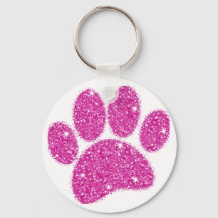 Llavero Huella de perro Purpurina rosa