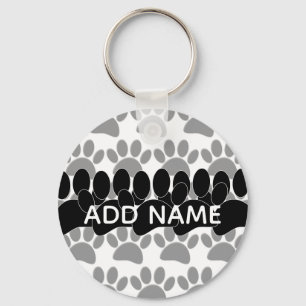 Llavero Huella de pezuña de perro personalizada con nombre