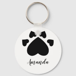 Llavero Huella Monogramada de Corazón de Cachorro