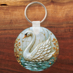 Llavero Huesos de manteca de cisne de vidrio manchado #1
