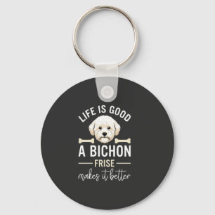 Llavero Huesos de perro Bichon Frise de pelo blanco Life I