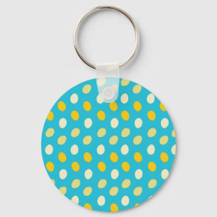 Llavero Huevos Coloridos Azul Blanco Amarillo Nidos de Páj