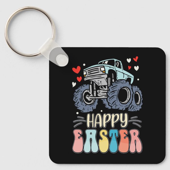 Llavero Huevos de conejo conejo de camión feliz de pascua (Anverso)