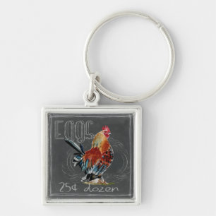 Llavero Huevos De Rooster En Chalkboard