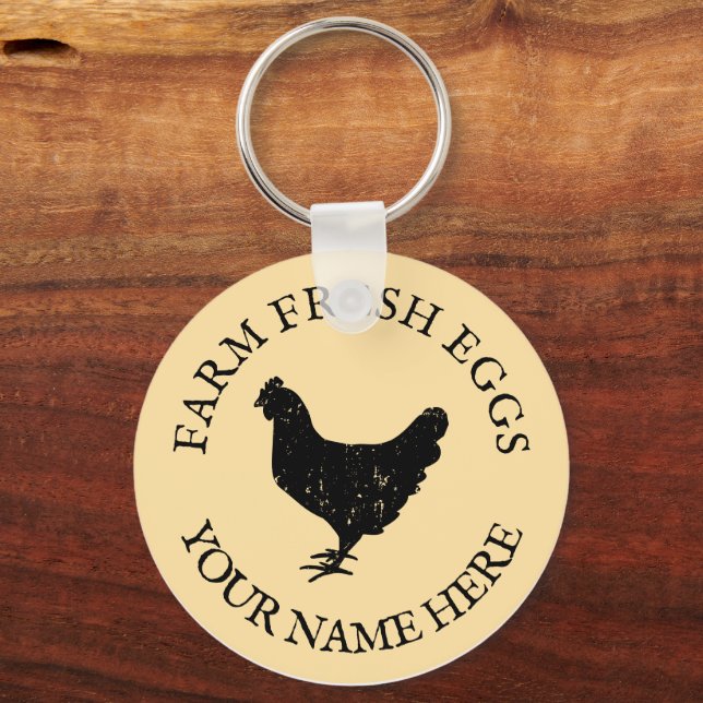 Llavero Huevos frescos de granja nombre personalizado de l (Anverso)