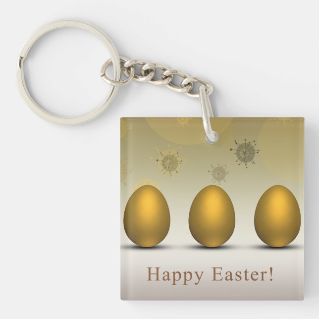 Llavero Huevos modernos de Pascua Dorada (Frente)