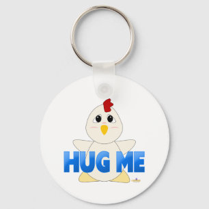 Llavero Huggable White Chicken Blue Hug Me
