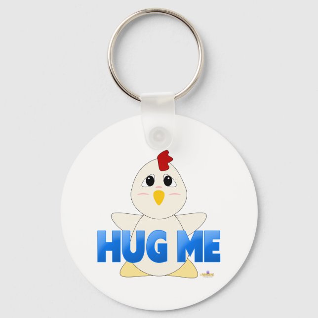 Llavero Huggable White Chicken Blue Hug Me (Anverso)