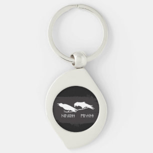 Llavero Huginn y Muninn Cuervos Vikingos Tinta Nórdica