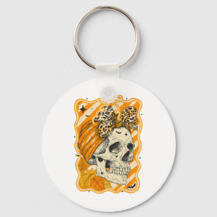 Llavero Hugvyn Fall Skull Otoño Cae Bow Halloween Skelet