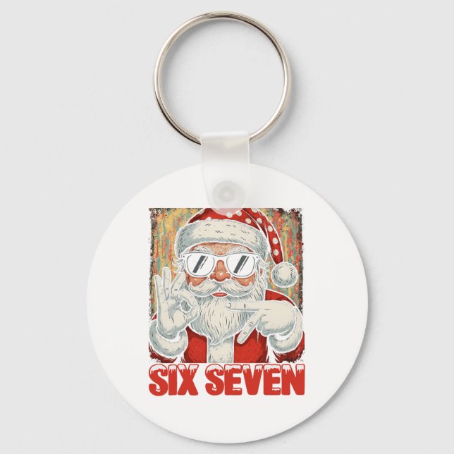 Llavero Hugvyn Funny Six Seven Meme Christmas Cool Santa S (Anverso)