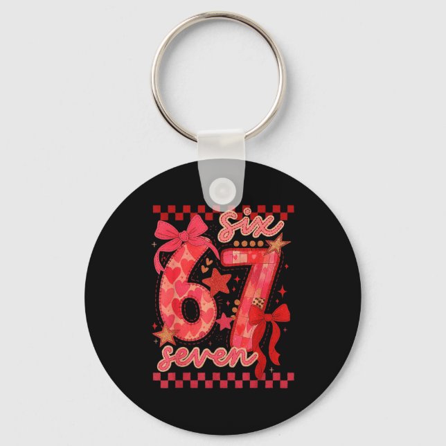Llavero Hugvyn Six Seven Valentine 6 7 Meme Checkered Coqu (Anverso)