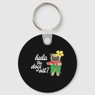 Llavero Hula Los Perros Fuera Gracioso Baila Hawaiana Pug