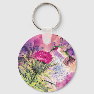 Llavero Humingbird Purple Thistle Art Imprimir