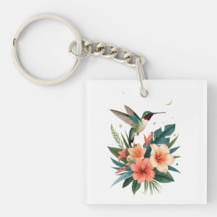 Llavero Hummingbird Bloom Tropical Keychain