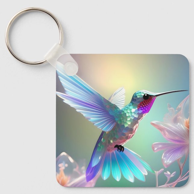 Llavero Hummingbird de vidrio arco iris, (Anverso)