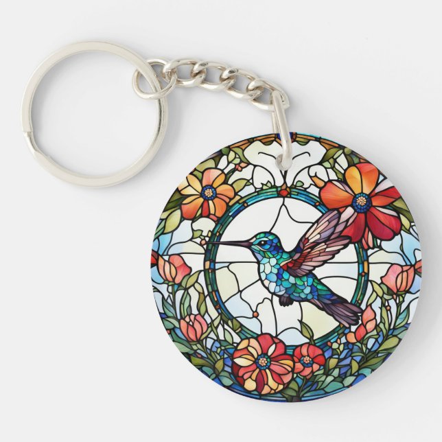 Llavero Hummingbird Faux Seted Glass Bird (Frente)