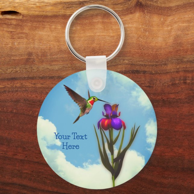 Llavero Hummingbird Iris Flower Personalizada (Anverso)