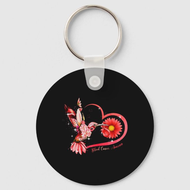 Llavero Hummingbird Sunflower Cinta roja Cáncer de Sangre  (Anverso)