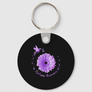 Llavero Hummingbird Sunflower Púrpura Cinta Epilepsia Cons