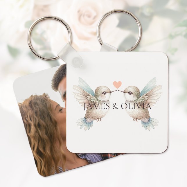 Llavero Hummingbirds Adorable Añadir un nombre de foto Key (Adorable Hummingbirds Add Photo Name Keychain)