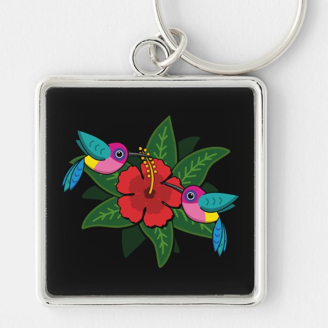 Llavero Hummingsbirds tierno y sobre el Personalizado de f (Frente)