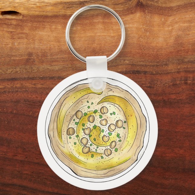 Llavero Hummus Houmous Alimentos mediterráneos de Oriente  (Anverso)