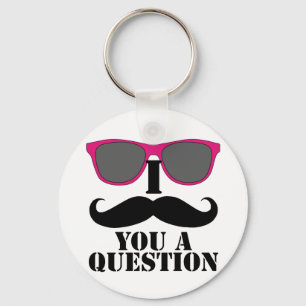 Llavero Humor de bigote con gafas de sol rosas