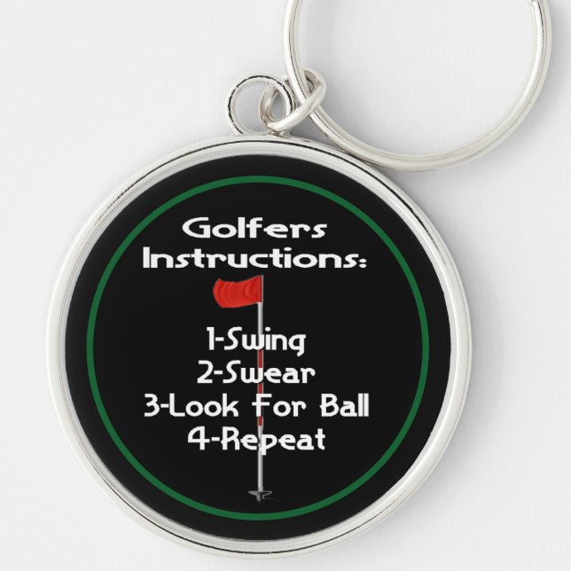 Llavero Humor de instrucciones de Golfers (Frente)