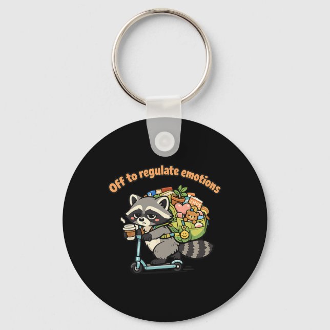 Llavero Humor de mapache divertido en scooter para regular (Anverso)