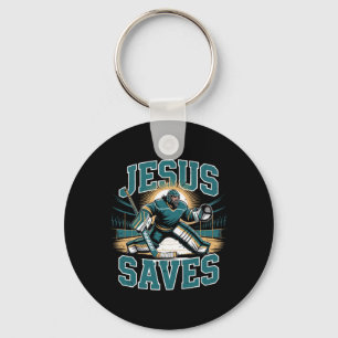 Llavero Humor de portero de hockey cristiano Jesús salva r