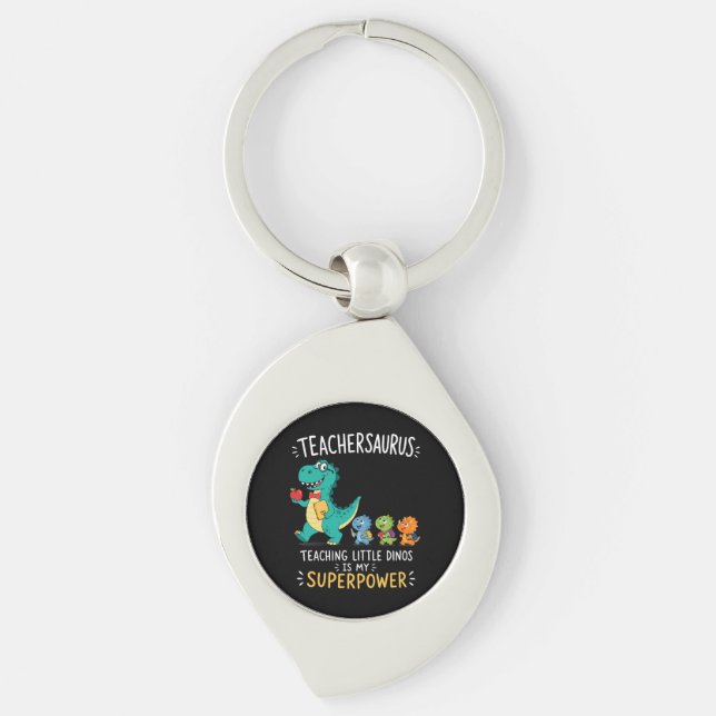 Llavero Humor de Teachersaurus con pequeños dinosaurios (Anverso)