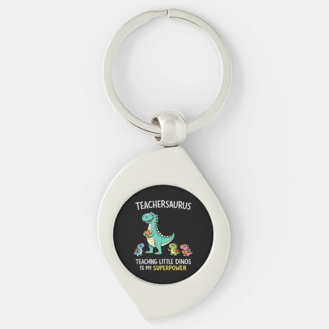 Llavero Humor de Teachersaurus con pequeños dinosaurios (Anverso)
