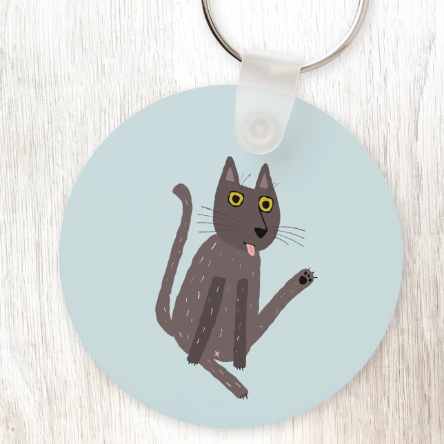 Llavero Humor gato gracioso (Funny cat kiss aluminium keyring keychain)