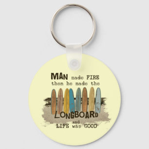 Llavero Humor que practica surf del hombre temprano con