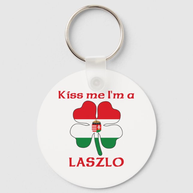 Llavero Húngaro personalizado me besa soy Laszlo (Anverso)