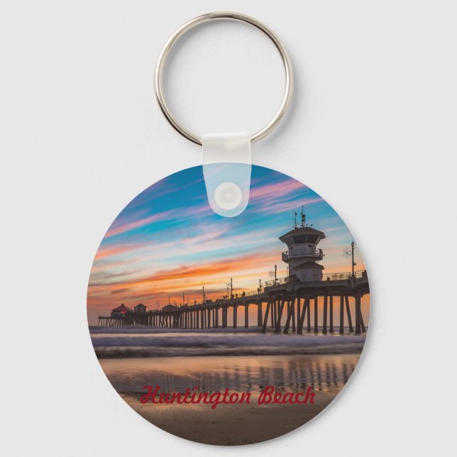 Llavero Huntington Beach Pier al atardecer (Anverso)