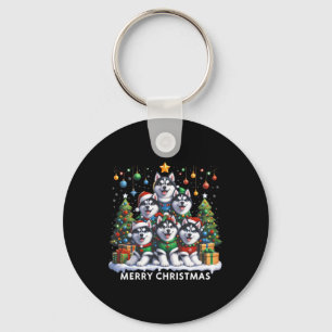 Llavero Husky Dog Árbol de Navidad Feliz Concurso de Navid