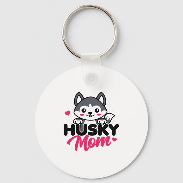 Llavero Husky Dog Mom Cute Kawaii Design (Anverso)