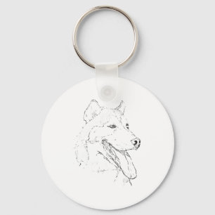 Llavero Husky Siberiano – Dibujo de línea minimalista de p