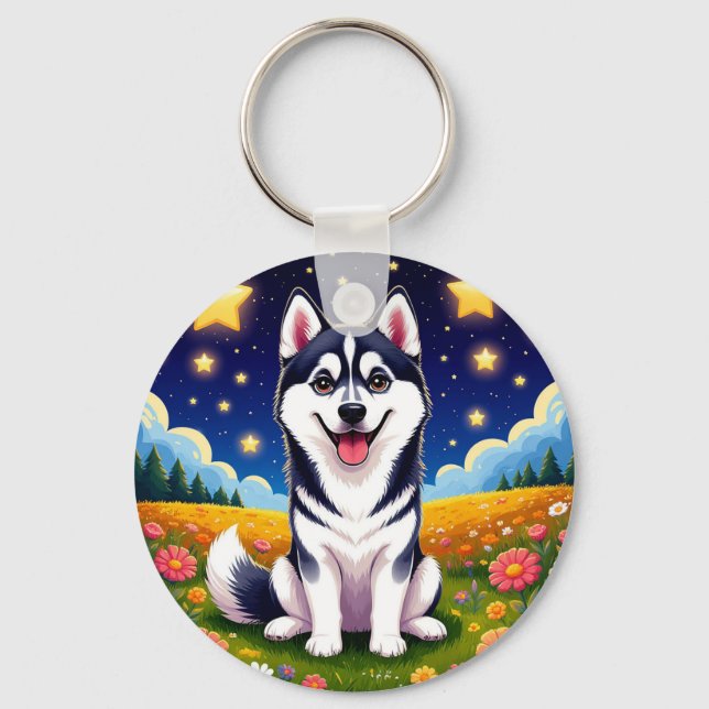 Llavero Husky siberiano juguetón (Anverso)