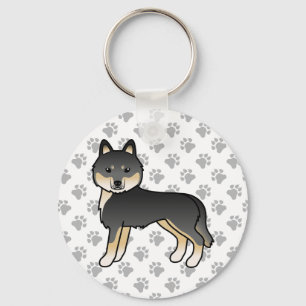 Llavero Husky Siberiano Negro y Canela Perro de Dibujos An