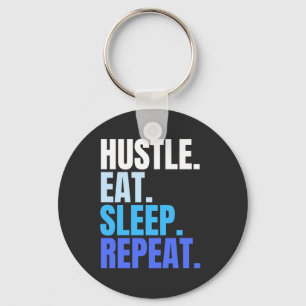 Llavero HUSTLE azul.EAT.SLEEP. REPITE.