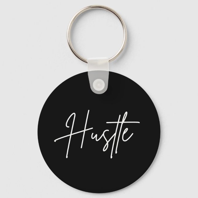 Llavero Hustle Keychain – Modern Minimal Design (Anverso)