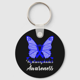 Llavero Hydrocephalus Awareness Butterfly Blue Ribbon Supp