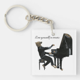 Llavero Hyena Piano Music Player Fantasy Art Keychain
