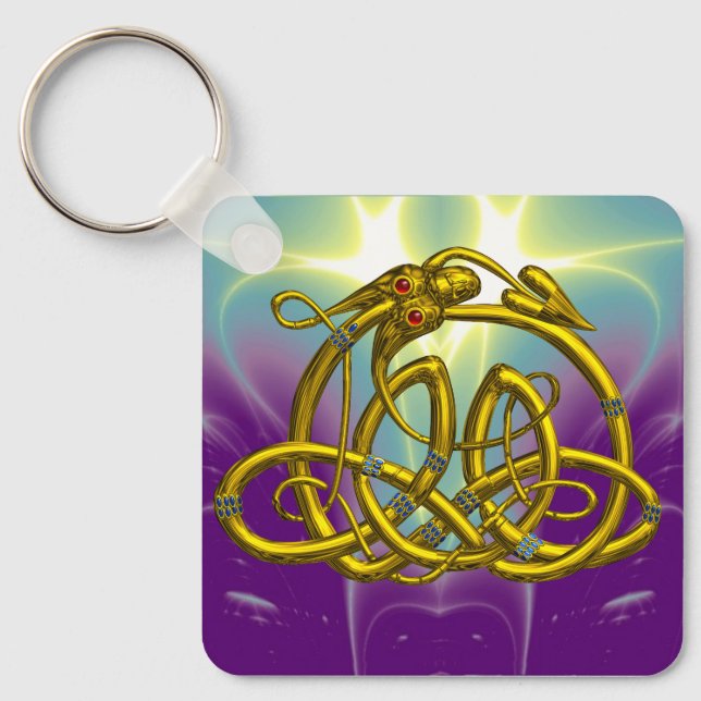 Llavero HYPER DRAGON Gold Celtic Knots with Gemstones (Anverso)