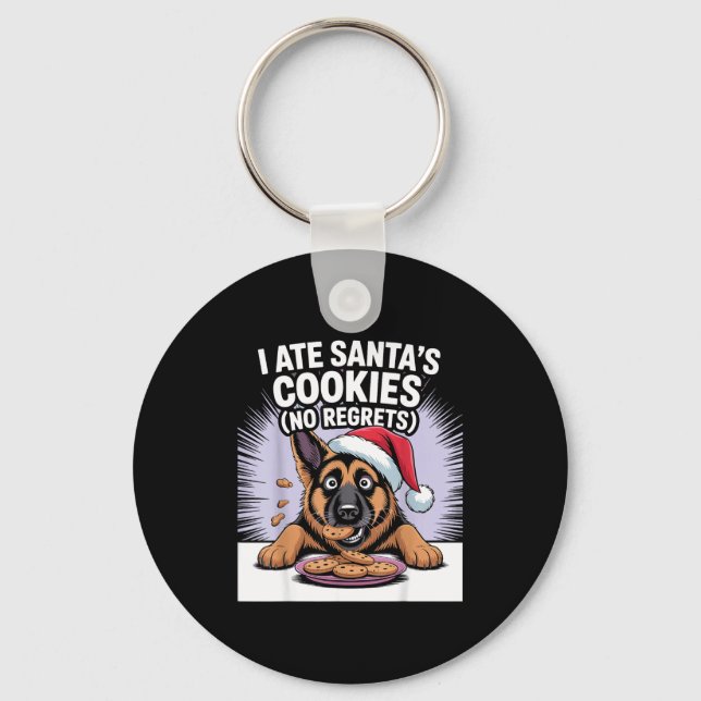 Llavero I Ate Santas Cookies Puppy Funny Christmas German  (Anverso)