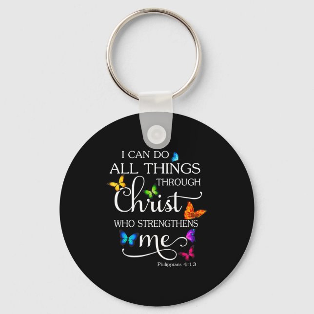 Llavero I Can Do All Things Through Christ Butterfly Art - (Anverso)