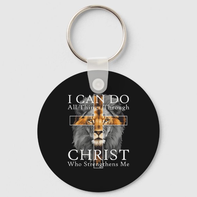 Llavero I Can Do All Things Through Christ Christian Lion  (Anverso)
